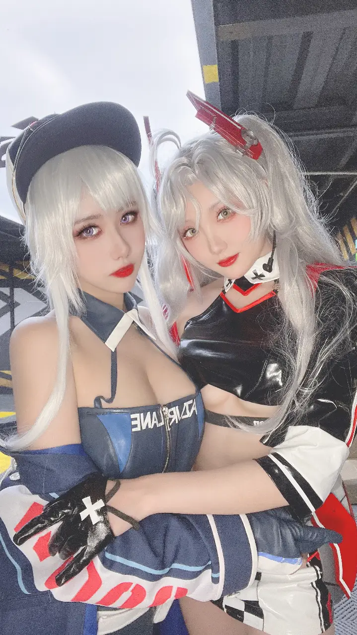 [Momoko葵&瓜希酱] [58P - 227MB] 碧蓝航线 - 欧根亲王&企业 赛车女郎  - 图片 53