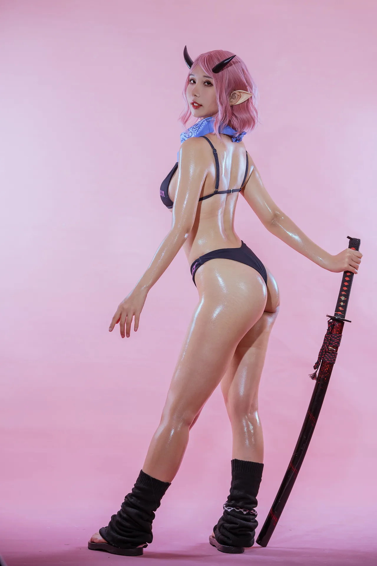 [云溪溪] [28P - 255.59MB] Cosplay -奶桃 御前二叶·鬼人-2