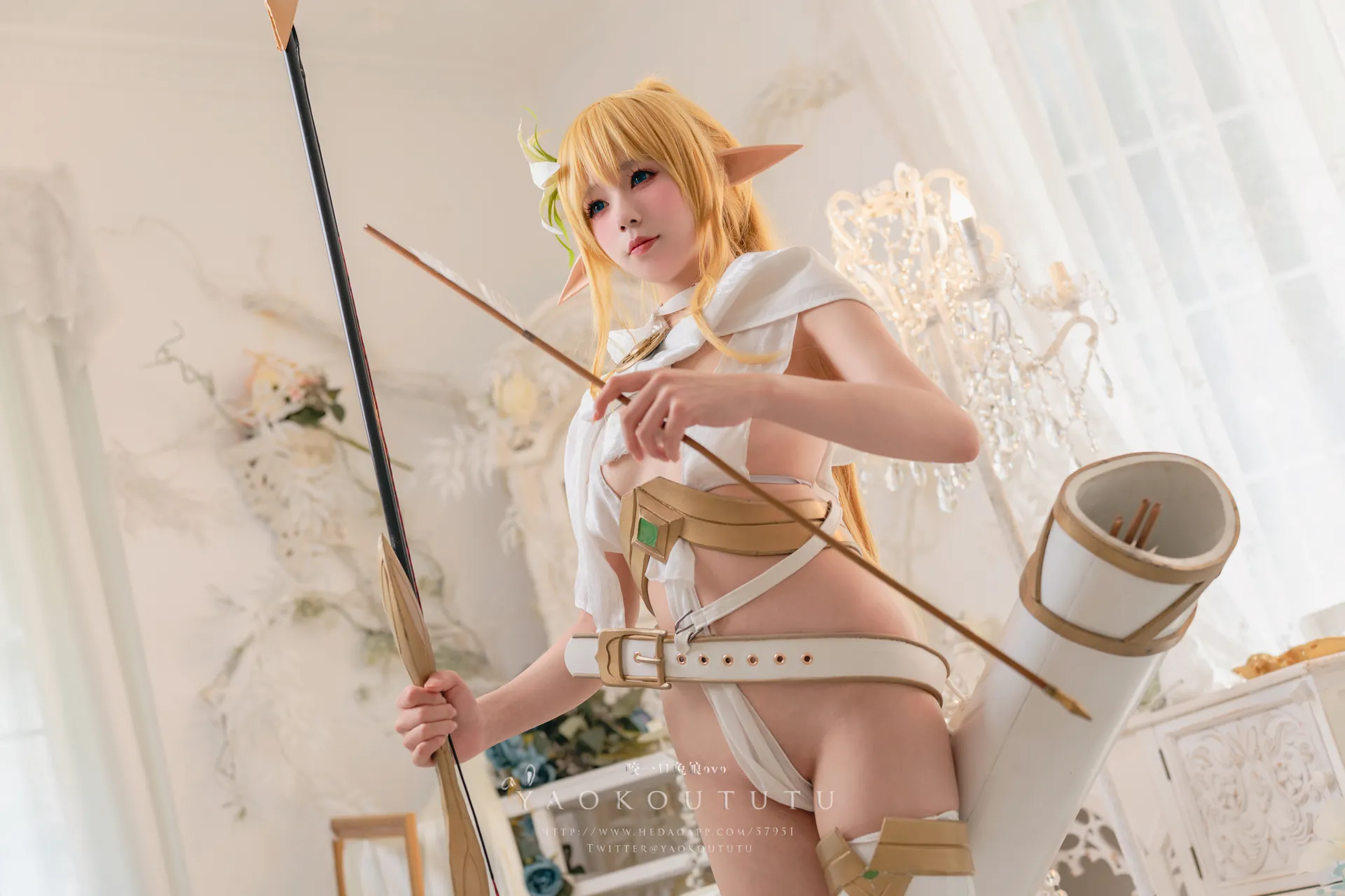 [咬一口兔娘] [50P+1V - 1341.22MB] Cosplay -  精灵 弓箭手广寒宫 - 图片 2